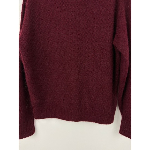 Everlane Alpaca Crew Sweater Size M Oxblood Sheer Diamond Stitch Lightweight - Picture 8 of 12